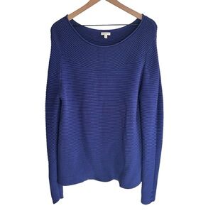 Talbots Ribbed Knit Sweater Size M Purple Boatneck Long Sleeve Pullover Classic